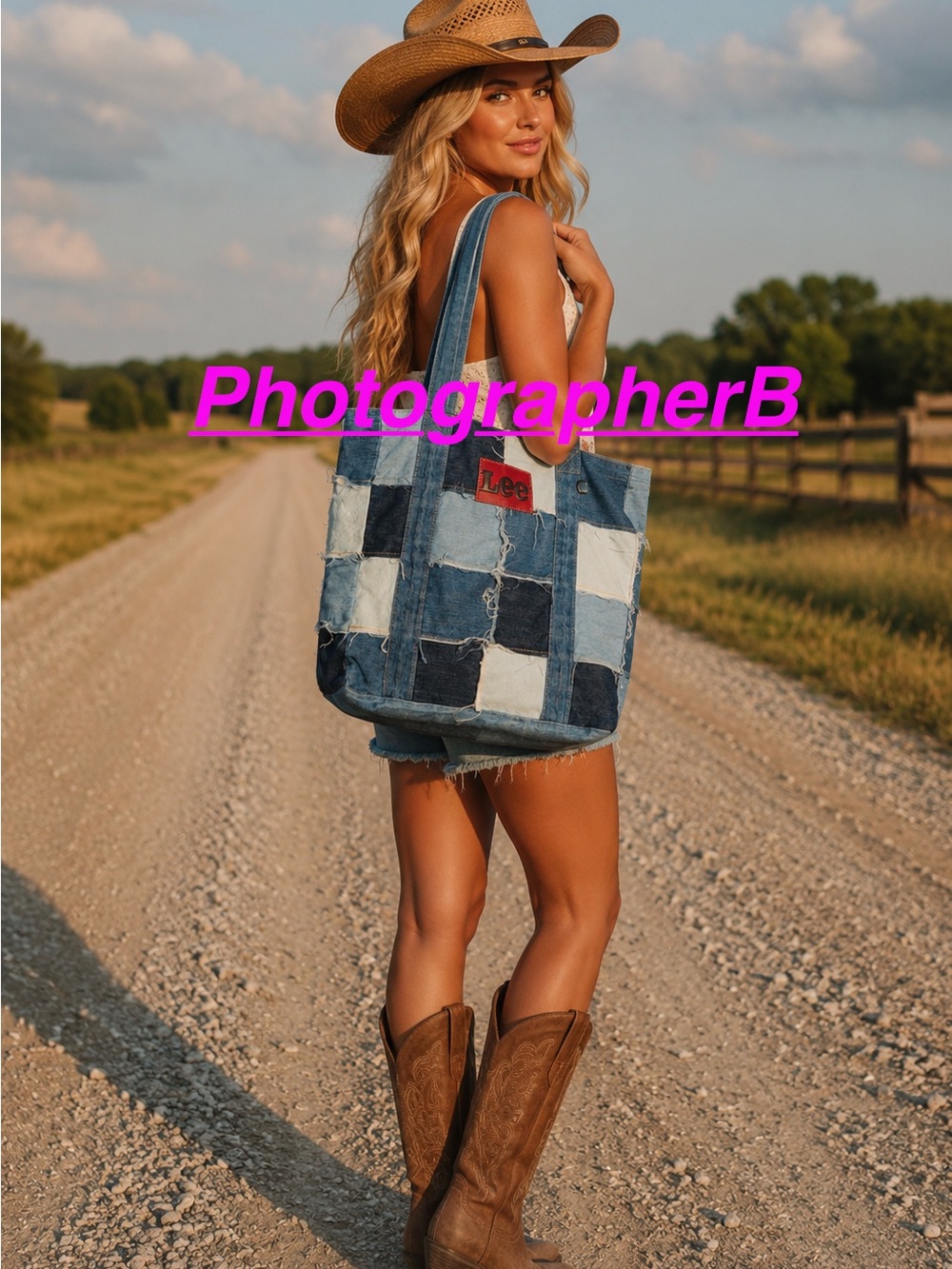 Lee Patchwork Denim Tote Bag nwt